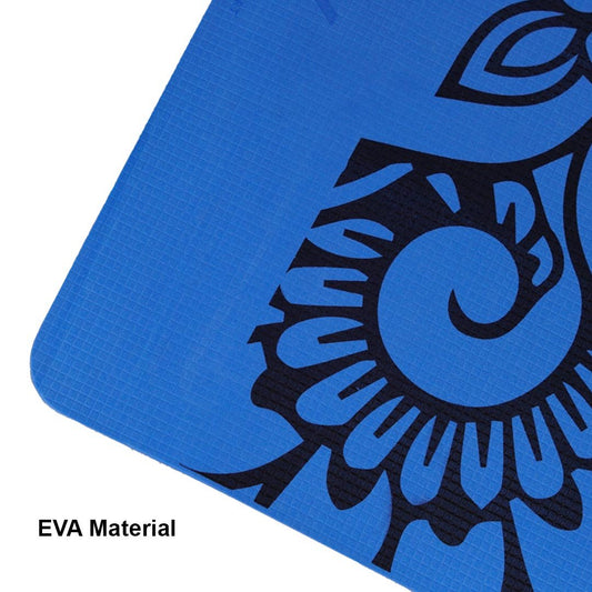 Mandala Blue Eka Yoga Mat 4mm Printed made with EVA material, showing design and texture clearly