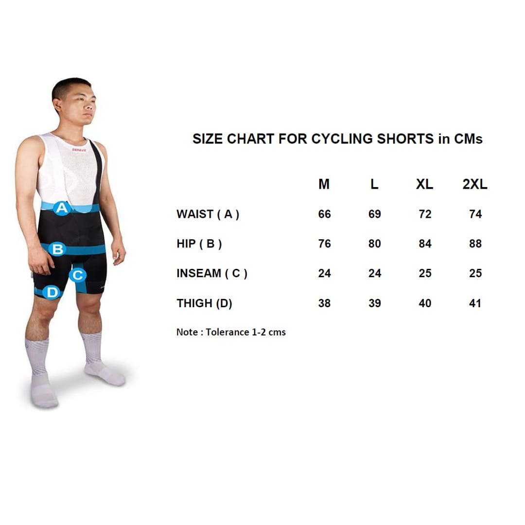 Cycling shorts size chart – Primo Ride available in M, L, XL, and XXL