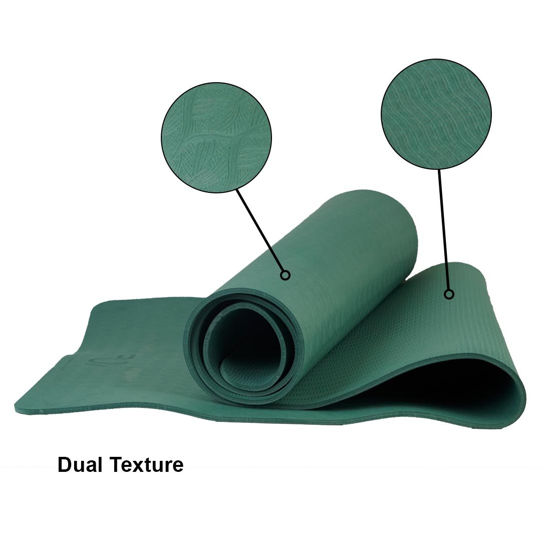 Eka Yoga Mat 6mm in Bottle-Green, TPE with dual texture finish