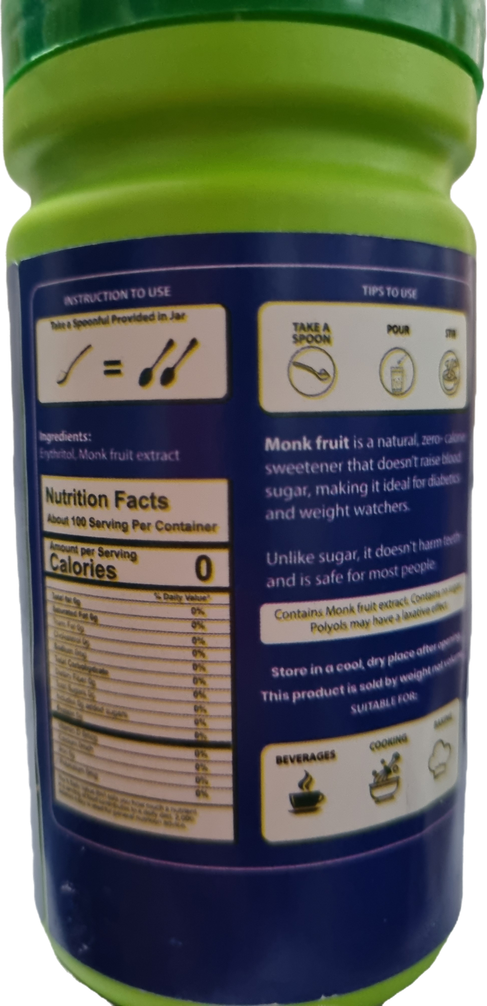 SWIQ: Monk fruit Natural Sweetener - Jar (100 gm)